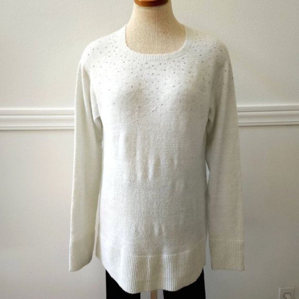 Apt. 9 White Sweater Silver With Studs size XL